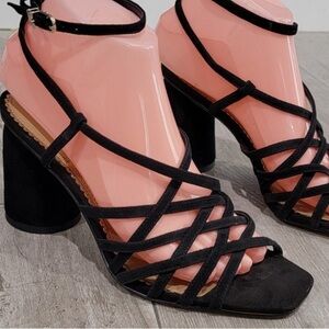 Sam Edelman Daffodil Black Suede Block Heels - Size 8.5